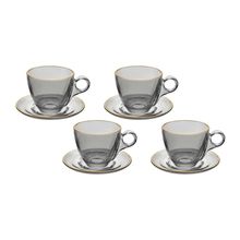 Conjunto de Xícaras para Chá Hauskraft Menfis com Pires em Cristal ônix 170ml – 4 Peças