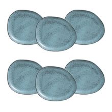 Conjunto de Pratos Rasos Ovais Porto Brasil Orgânico Night Sky Azul 31cm - 6 Peças