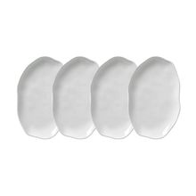 Conjunto de Travessas Oval Rasa Média Porto Brasil Bio New White 30x20cm - 4 Peças