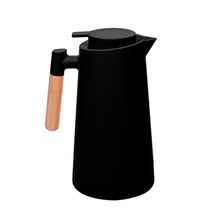 Garrafa Térmica Lyor Escandinávia 1L Preta Cabo de Madeira Design Moderno