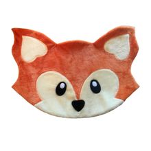 Tapete Pelúcia Raposa 1,10m x 75cm Decorativo Quarto Infantil Base Emborrachado - Laranja