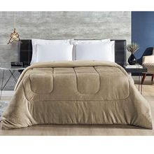 Coberdrom Hot Quente Casal Queen Malha 140g 100% Algodão Manta Flannel  - Cáqui
