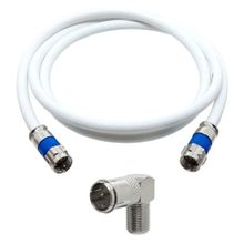 Cabo Coaxial 1 Metro + Emenda Em 90 Grau Rg6 Engate Rápido