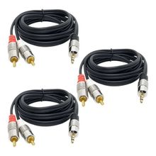 Kit 3 Cabos Auxiliar P2 Estéreo X 2 Rca Profissional 2 Mts