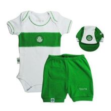 Kit Bebê Palmeiras com Body Shorts e Boné Oficial