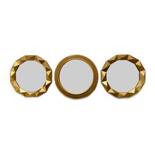 Kit 03 Espelhos Decorativo Moldura Redonda Dourado - D'Rossi