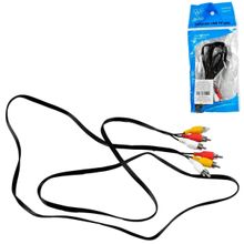 Cabo de áudio e Vídeo 3 RCA 1,8m Pretos - Tudo em Caixa