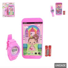 Celular Infantil com SOM e Relógio Retrô Color - Tudo em Caixa