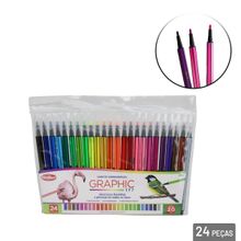 Caneta Hidrográfica 24 Cores 2.0mm Graphic - Tudo em Caixa