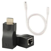 Kit Extensor Hdmi 30M Via Cabo Rj45 + Cabo De Rede 1M Branco