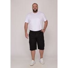Bermuda Masculina Plus Size em Sarja Preto com Elástico