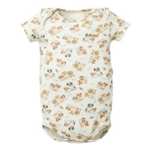 Body Bebê Curto Menino Estampado Bege Doguinhos - Hug