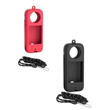 Capa Silicone Vermelha + Alça de Segurança para Insta360 X3