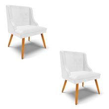 Kit 02 Cadeiras de Jantar Liz Corano Branco Pés Palito Castanho - D'Rossi