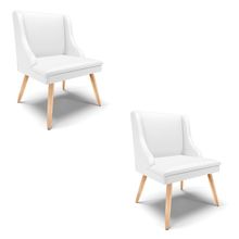 Kit 02 Cadeiras de Jantar Liz Corino Branco Pés Palito Natural - D'Rossi