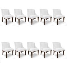 Kit 10 Cadeiras de Jantar Liz Corano Base Fixa Madeira Tabaco - D'Rossi