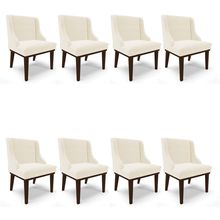 Kit 08 Cadeiras de Jantar Liz Veludo Base Fixa Madeira Tabaco - D'Rossi