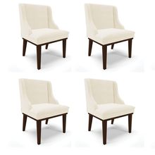 Kit 04 Cadeiras de Jantar Liz Veludo Base Fixa Madeira Tabaco - D'Rossi