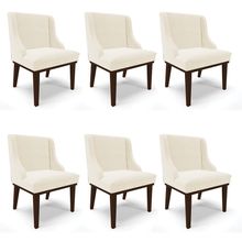 Kit 06 Cadeiras de Jantar Liz Veludo Base Fixa Madeira Tabaco - D'Rossi