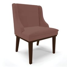 Cadeira de Jantar Liz Veludo Rosê Base Fixa Madeira Tabaco - D'Rossi