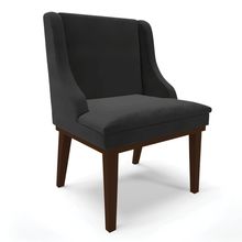 Cadeira de Jantar Liz Veludo Preto Base Fixa Madeira Tabaco - D'Rossi