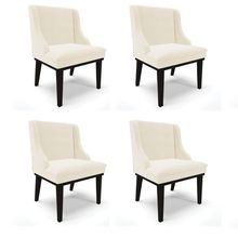 Kit 04 Cadeiras de Jantar Liz Veludo Base Fixa Madeira Preto - D'Rossi