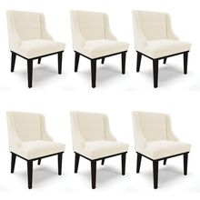 Kit 06 Cadeiras de Jantar Liz Veludo Base Fixa Madeira Preto - D'Rossi