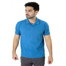 Camiseta Masculina Gola Polo Ixória Azul Piquet Gold Com Elastano