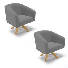 Poltrona Decorativa Giratória MA30 Kit 2 Stella Linho Grafite D03 - D'Rossi