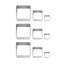 Cortador de Bolo Quadrado Forminha Corte Molde Aço Inox 9un