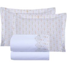 Jogo Cama Lençol  Jade Queen Micropercal 300 Fios Fronhas Estampadas 4 Peças - Branco