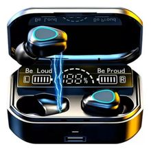 Fone Sem Fio TWS Preto Carregamento Rápido com Estojo de Recarga Power Bank