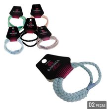 Elástico de Cabelo 2 Peças Trançado Color - Tudo em Caixa
