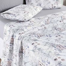 Jogo Cama Lençol Maris King Percalle 200 Fios Estampado 4 Peças Protea Cinza