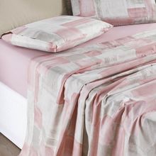 Jogo Cama Lençol Maris King Percalle 200 Fios Estampado 4 Peças Quadri Rosê