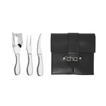 Jogo para Queijo e Faca Camarao Inox Kit Estojo Presente