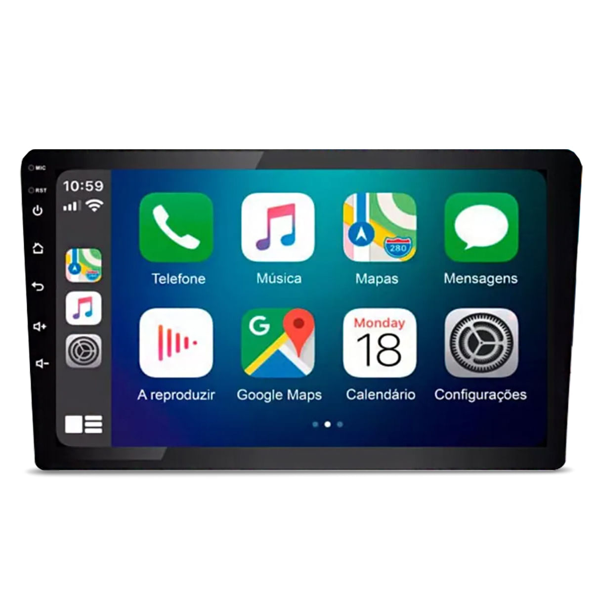 Central Multimídia MP5 RS908BR Prime Apple Carplay Android Auto Tela 9 Polegadas Slim