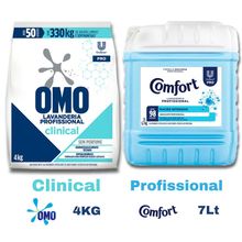 Kit 4kg de Sabão em pó OMO Clinical  + Amaciante Comfort Profissional Lavanderia 7 Lts