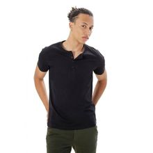 Camiseta Masculina Ixória Preta Básica Henley Botões