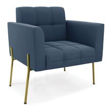 Poltrona Pé de Ferro Dourado para Sala Elisa Suede D03 - D'Rossi