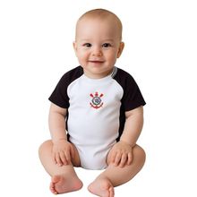 Body Bebê Corinthians Branco e Preto Premium Torcida Baby