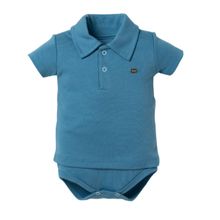 Body Bebê Polo Azul Nimbus Liso Menino Gola Polo - Hug