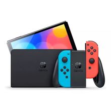 Console Nintendo Switch OLED, 64GB, Preto - Joy-Con Azul e Vermelho Néon