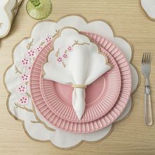 Jogo Americano Bordado em Linha de Seda 12 Peças Cereja - 100% Poliéster