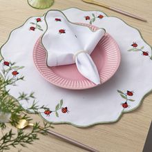 Jogo Americano Bordado em Linha de Seda 12 Peças Joaninha - 100% Poliéster