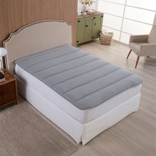 Protetor Colchão Pillow Top Casal Padrão Malha 100% Algodão Toque Aveludado - Cinza