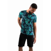 Camiseta Masculina Ixória Básica Estampada Folhagem Marinho