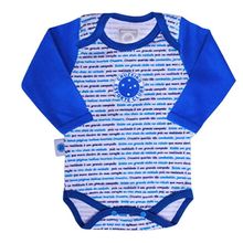 Body Bebê Cruzeiro Estampa do Hino Manga Longa Oficial
