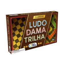 Jogo de Tabuleiro Dama Ludo e Trilha - Tudo em Caixa