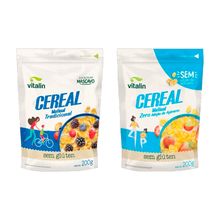 Kit 2 Cereal Matinal Sem Glúten Vitalin: Tradicional, Zero Açúcar
